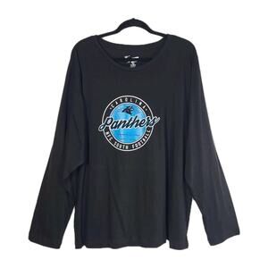 NFL Team Apparel Carolina Panthers Long Sleeve T-Shirt Women 2X Black Cotton NEW